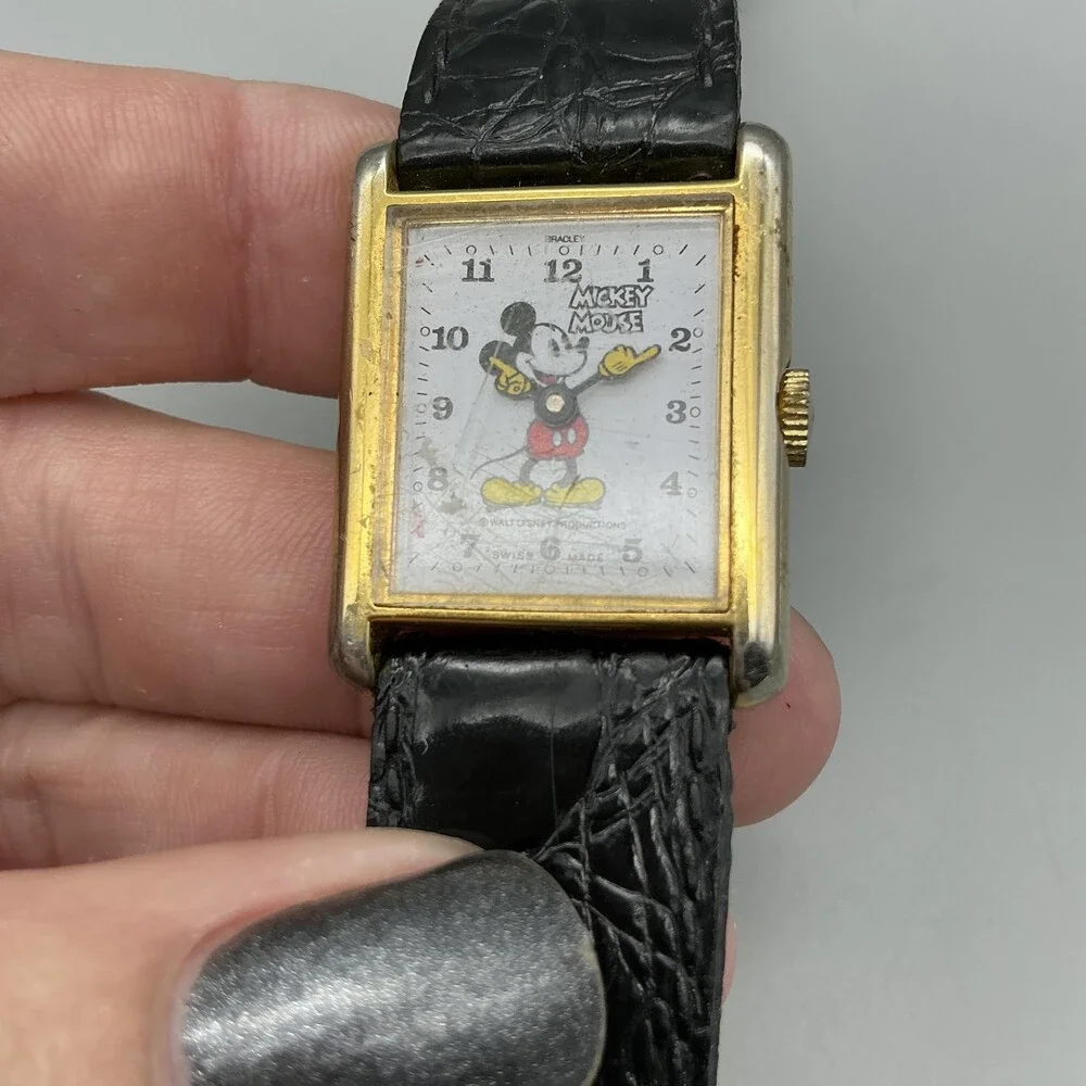 Vintage Bradley Mickey Mouse Womens Watch 24mm Manual Wind Not Running For Parts